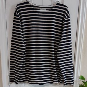 J. Crew KNIT GOODS NEW YORK Navy & Cream Striped Knit Top